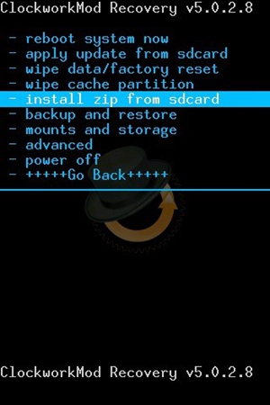 Recovery Mode: Install Zip from SD Card