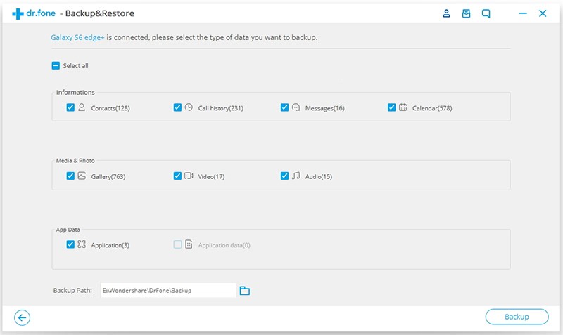 Select Data to Backup