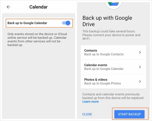 Google Drive Calendar Backup Setting