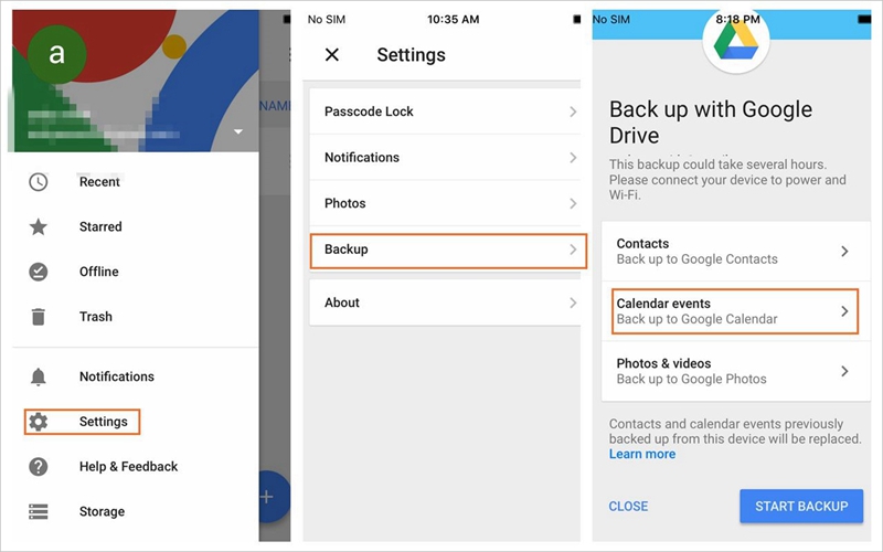 Google Drive Calendar Backup
