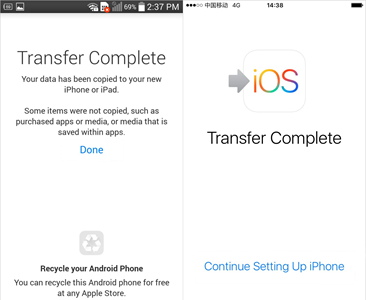 Move to iOS Complete