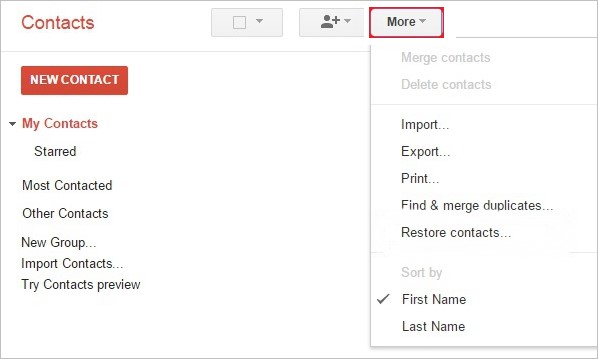Restore Contacts from Gmail
