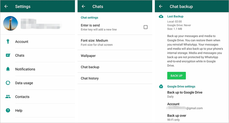 WhatsApp Back Up Chats