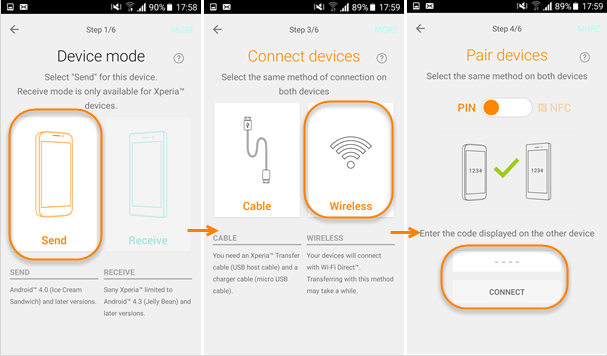 Sony Transfer Mobile Transfer Contact 1