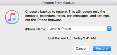 iTunes Restore Backup