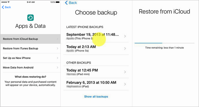 Restore from iCloud Backup