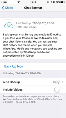 iPhone Whatsapp iCloud Backup