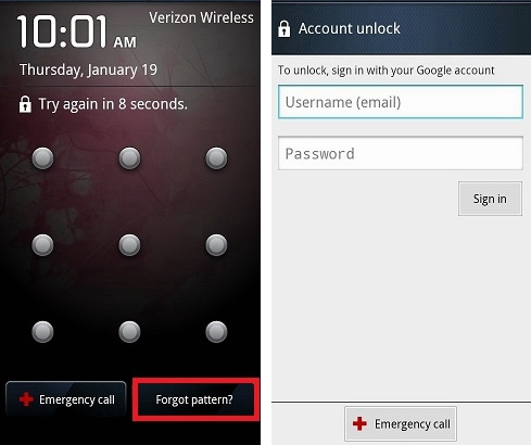 android forgot pattern