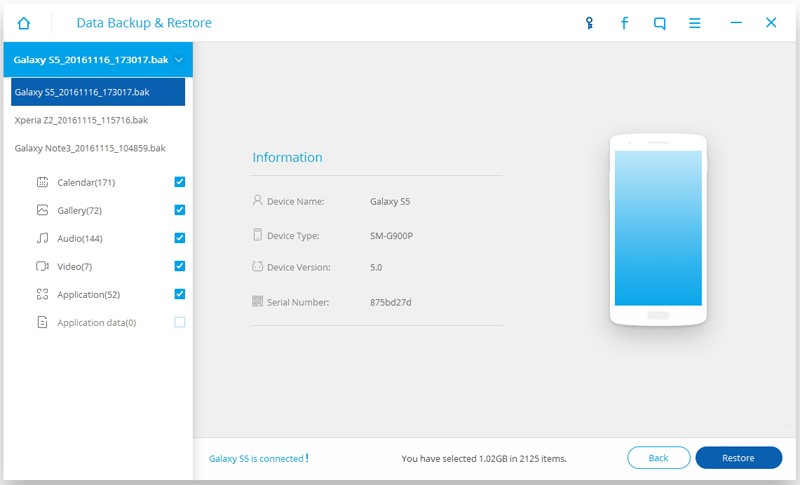 Android Choose Backup File