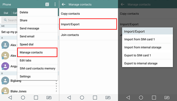 Import Export Contacts Android