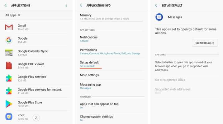 Set Default Apps on Android 4
