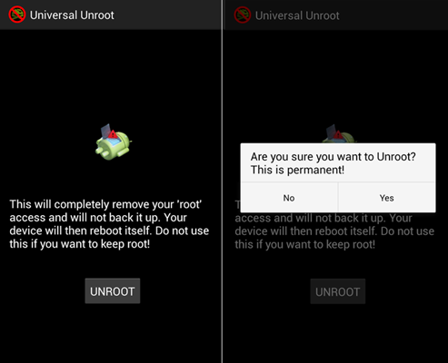 Unroot Via Universal Unroot