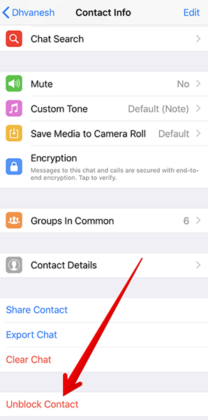 WhatsApp Block Contact iPhone 3