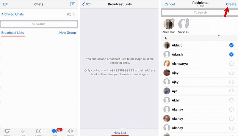 WhatsApp Broadcast iPhone 1