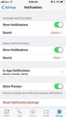 WhatsApp Hide Preview iPhone