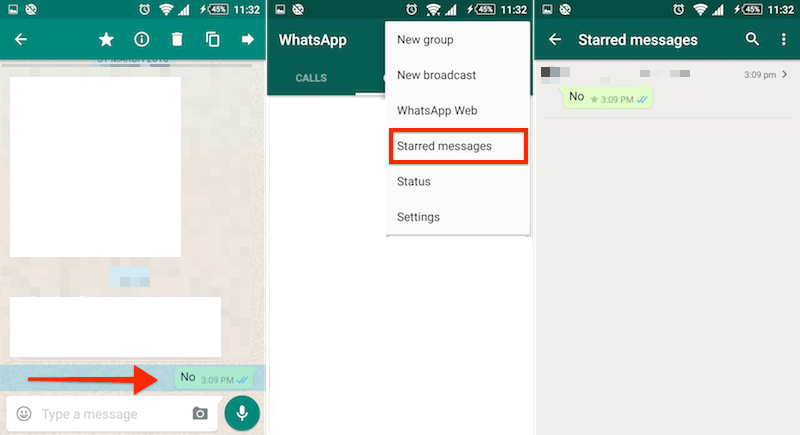 WhatsApp Star Message Android