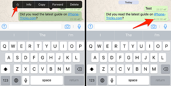 WhatsApp Star Message iPhone