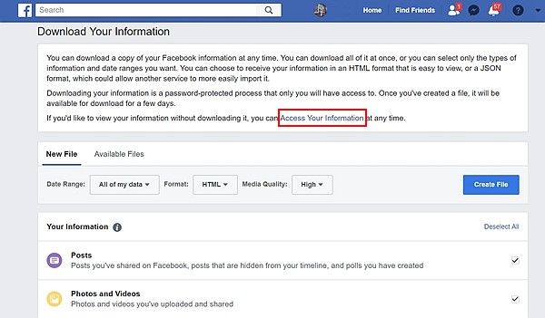 Dowload Facebook Data 3