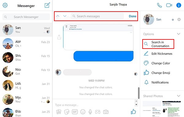 Facebook Search Message 1