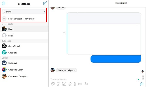 Facebook Search Message 2