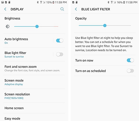 Samsung Blue Light Filter 4