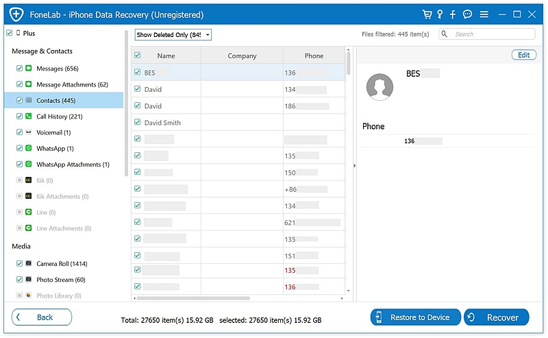 fl iOS Data Recovery Result Contacts 5