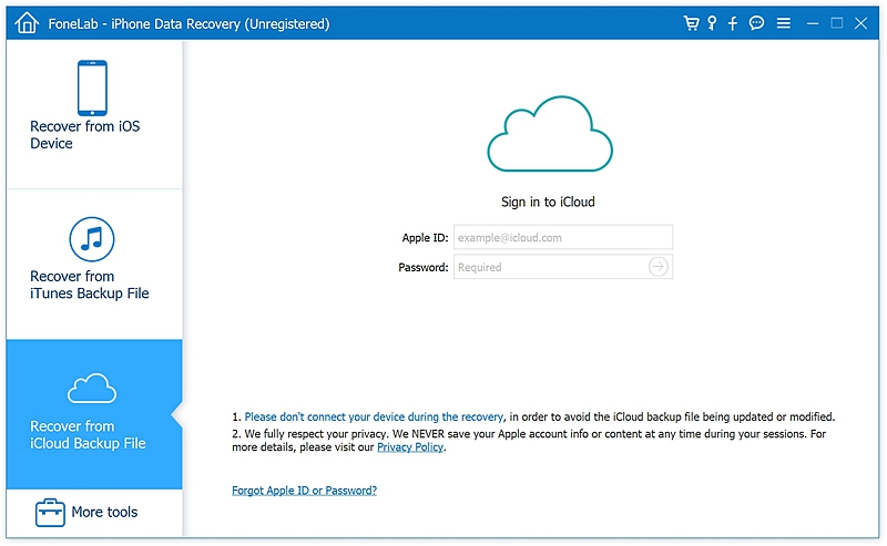 fl Recover from iCloud Backup File 1