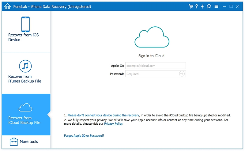 fl Récupérer à partir du fichier de sauvegarde iCloud 1