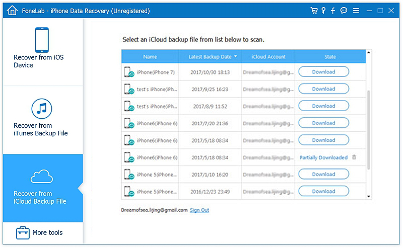 fl Recover from iCloud Backup File 3