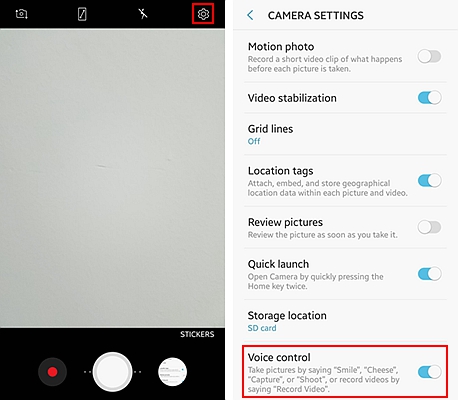 Samsung Camera Voice Control