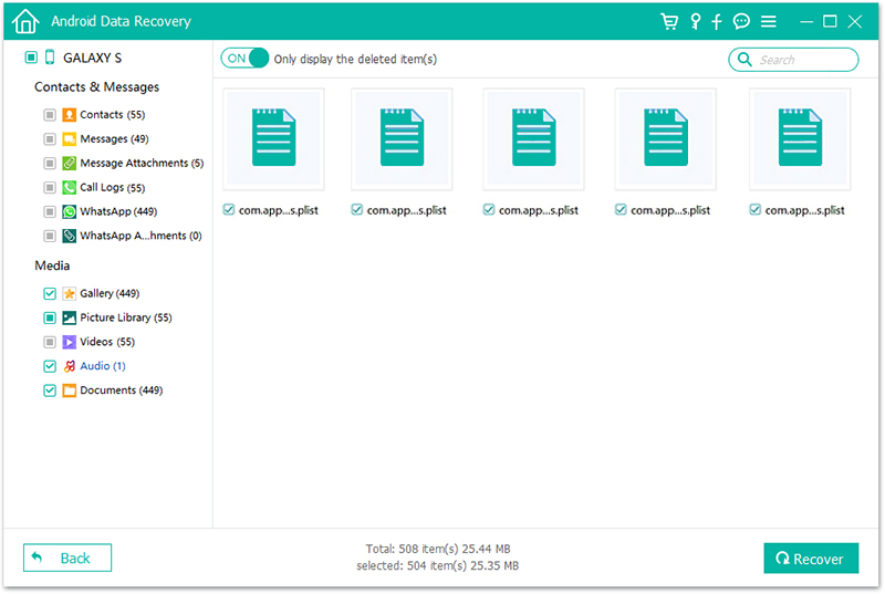 FL Android Data Recovery Result Files